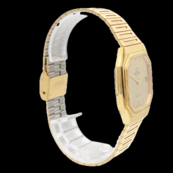 Vintage Elgin FC 180 Octagonal Date Ladies Quartz Wristwatch Japan Gold Tone - Picture 4 of 5